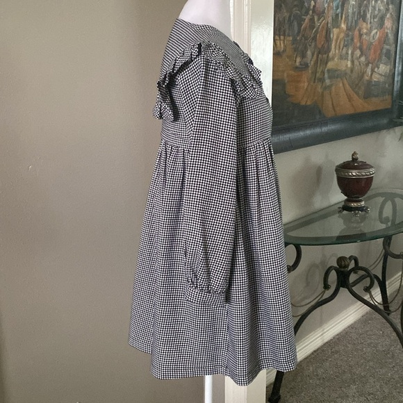 Zara Girls Black White Asymmetrical Ruffled Sundress Long Puff Sleeves Dress 14 - Picture 3 of 11